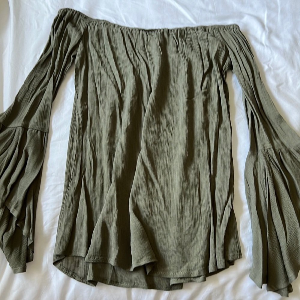Army Green Off the Shoulder Blouse